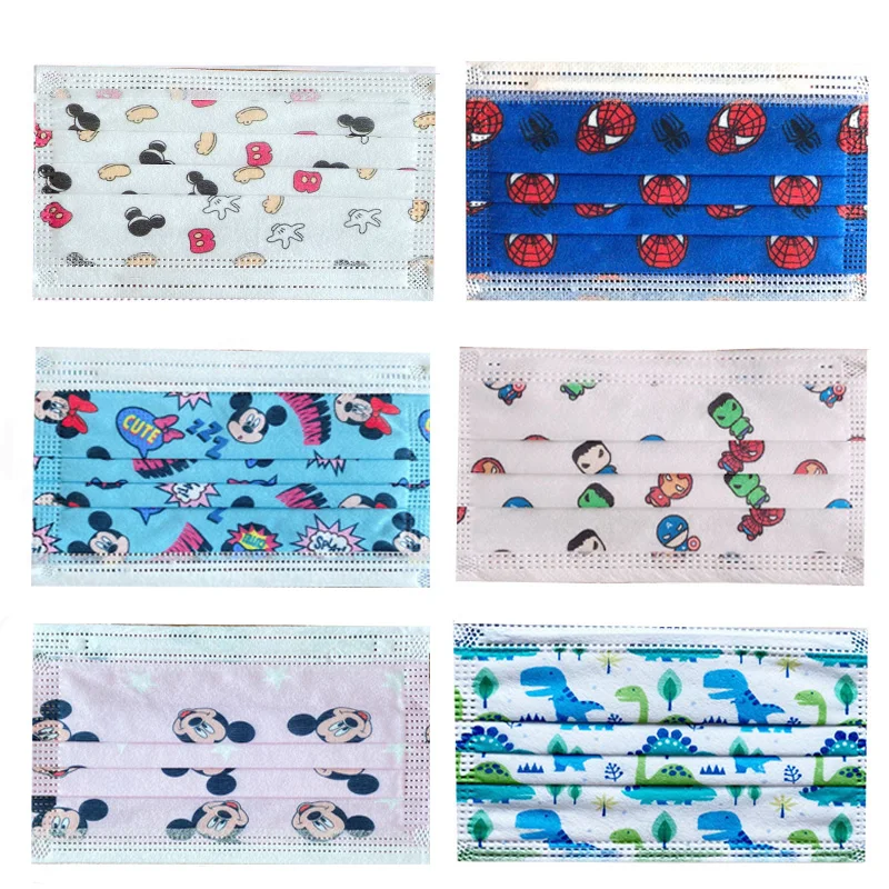 

Disney Marvel Spiderman Child Kids 3 Layer Anti-Dust Pollution Masks Fabric Meltblown Dustproof Cartoon Dog Cat Face Mask