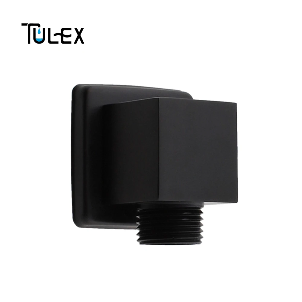 TULEX черный хромированный душевой шланг разъем квадратный аксессуары для ванной комнаты латунный корпус настенный Разъем Кронштейн для душевого шланга