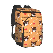 Protable Insulated Thermal Cooler Waterproof Lunch Bag Cute Chihuahua Dog Picnic Camping Backpack Double Shoulder Wine Bag