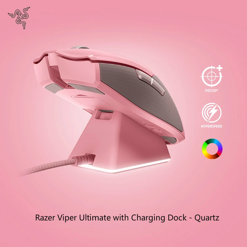 Razer Viper Ultimate Hyperspeed Lightest Wireless Gaming Mouse 20000DPI FOCUS Optical Sensor Chroma Lighting Programmable Button