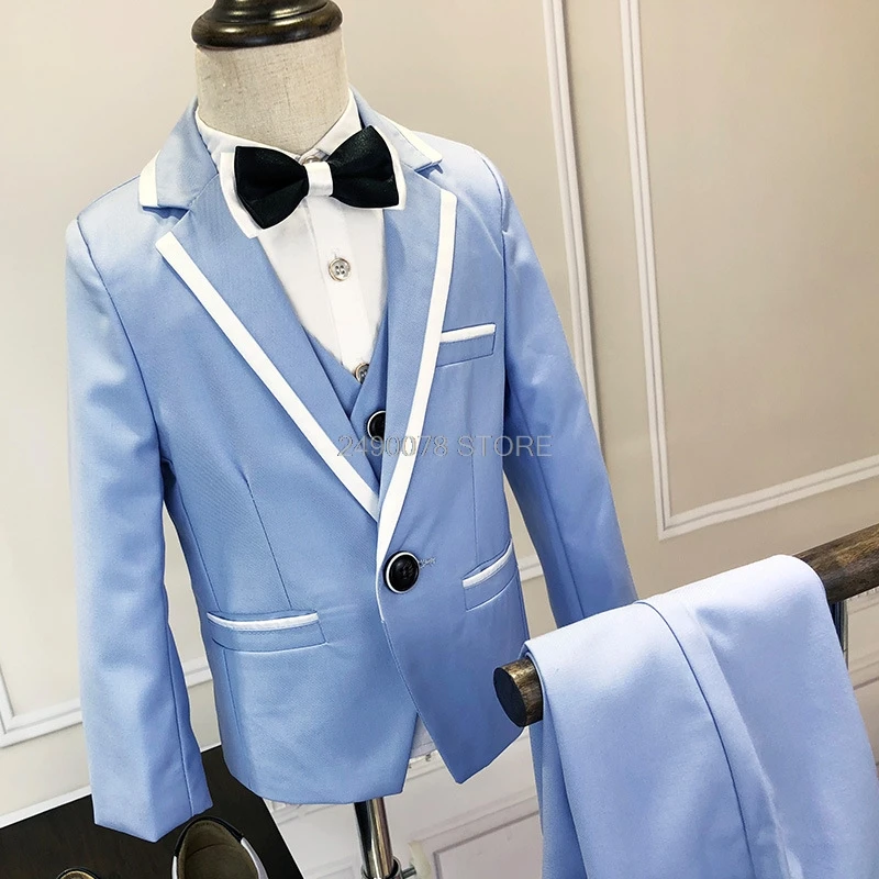 

2020 Kids Birthday Party Dress Blazer+Vest+Pant 3pcs Clothing Set Flower Boys Wedding Tuxedo Suit Children Ceremony Costume