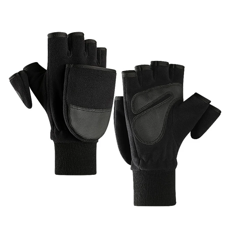 

Winter Outdoor Cycling Fishing Gloves Touch-screen Polar Fleece Warm Beam Mouthless Photography Clamshell Gloves