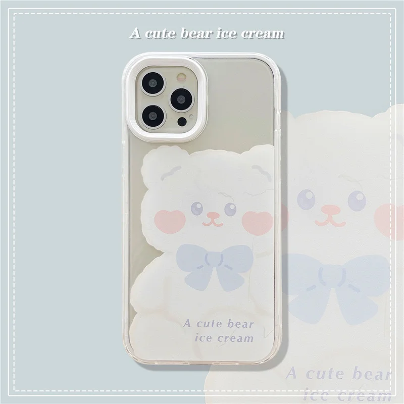

White bow puppet bear for iphone 13 mobile phone case XR suitable for iphone11 / 12pro / 8p soft xsmax female