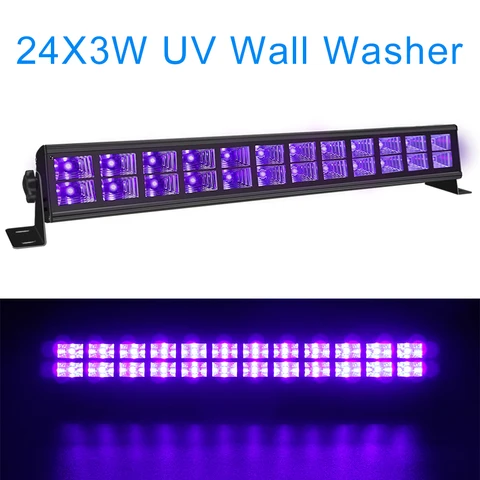 Двухрядная Ультрафиолетовая лампа для диджея, 72 Вт, 24 светодиода