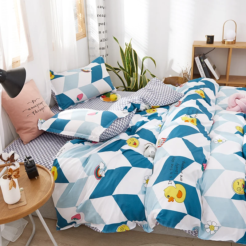 

Geometric pattern printing bedding set duvet cover bed sheets and pillowcases Bed linen for home queen king single size