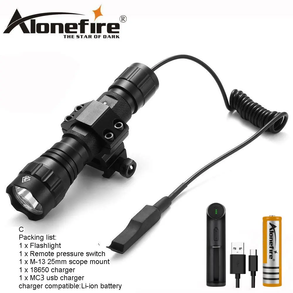 Opion C AloneFire 501Bs тактический флэш-светильник T6 белый/зеленый/красный/синий с переключателем давления крепление Охотничья винтовка пистолет фонарь светильник лампа - Испускаемый цвет: Opion C