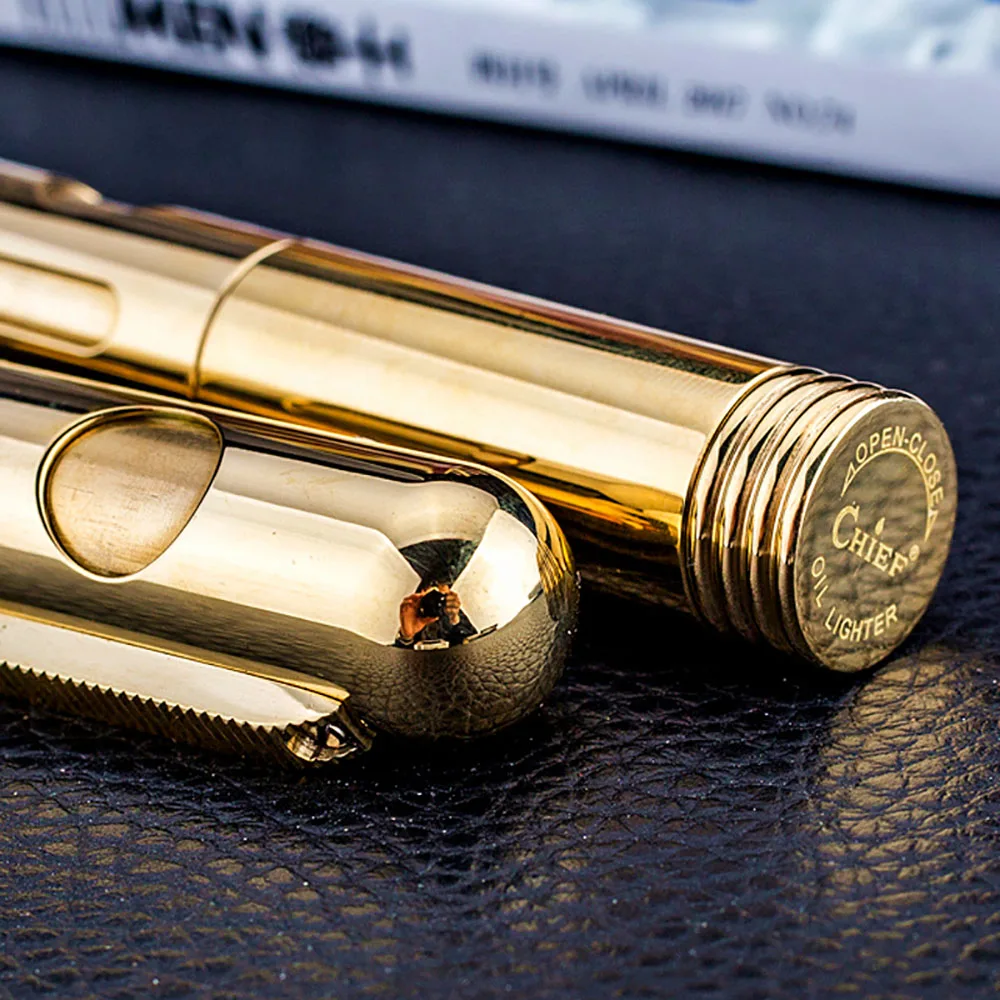 

Brass Kerosene Lighter Push-pull Creative Peculiar Automatic Ignition Trench World War II Personality Retro Flint Lighter