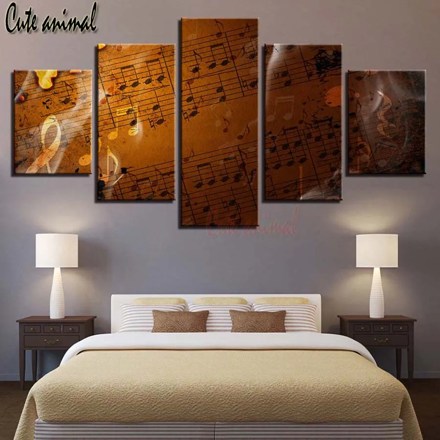 

5d DIY Diamond Embroidery Musical Note Diamond Painting Full Drill Square Mosaic Home Decor Cross Stitch Handmade Gift 5 panels