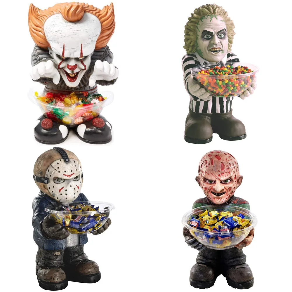 

Полимерный фон для Хэллоуина, забавные карликовые украшения для Хэллоуина с изображением клоуна, ужасов, ужасов, гномов, садовых статуй