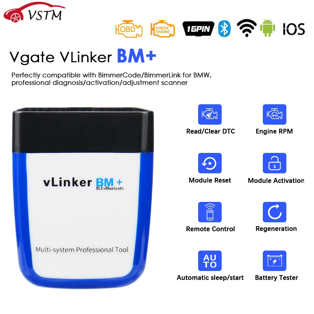 Оригинальный Vgate vLinker BM + ELM327 V2.2 для B M W сканер Bluetooth 4 0 wifi OBD 2 OBD2 автомобильный