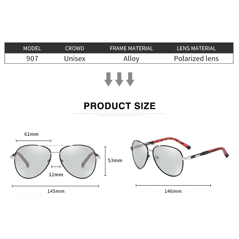 

2020 Classic Men Photochromic Sunglasses Vintage Pilot Polarized Lens Driving Sun Glasses Color Change Eyewear Oversized Shades
