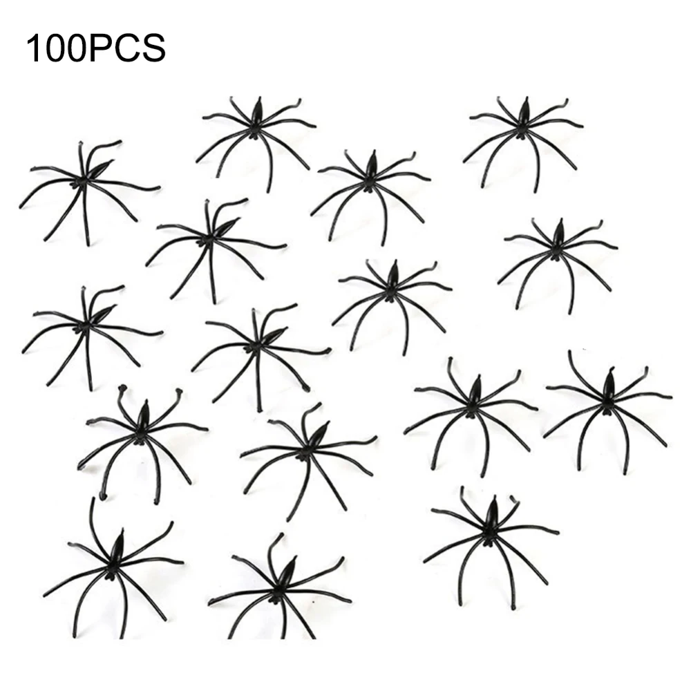 

100 шт Пластиковые Имитация паук Шутка игрушки-приколы игрушки для украшение на празднование Хэллоуина