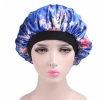 new fashion women sleep cap night hair satin hat satin lined beauty print satin silk bonnet head cover wide elastic band shower