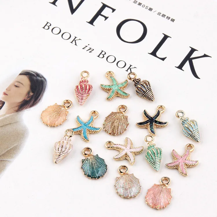 15 шт. милые морские звезды раковины подвески в морском стиле ножной браслет