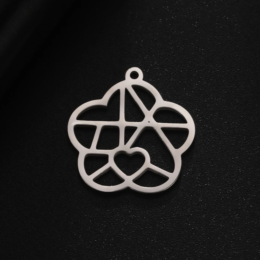 

Ювелирные изделия из нержавеющей стали, в виде цветов, сердца, полые, геометрической формы, 10 шт.