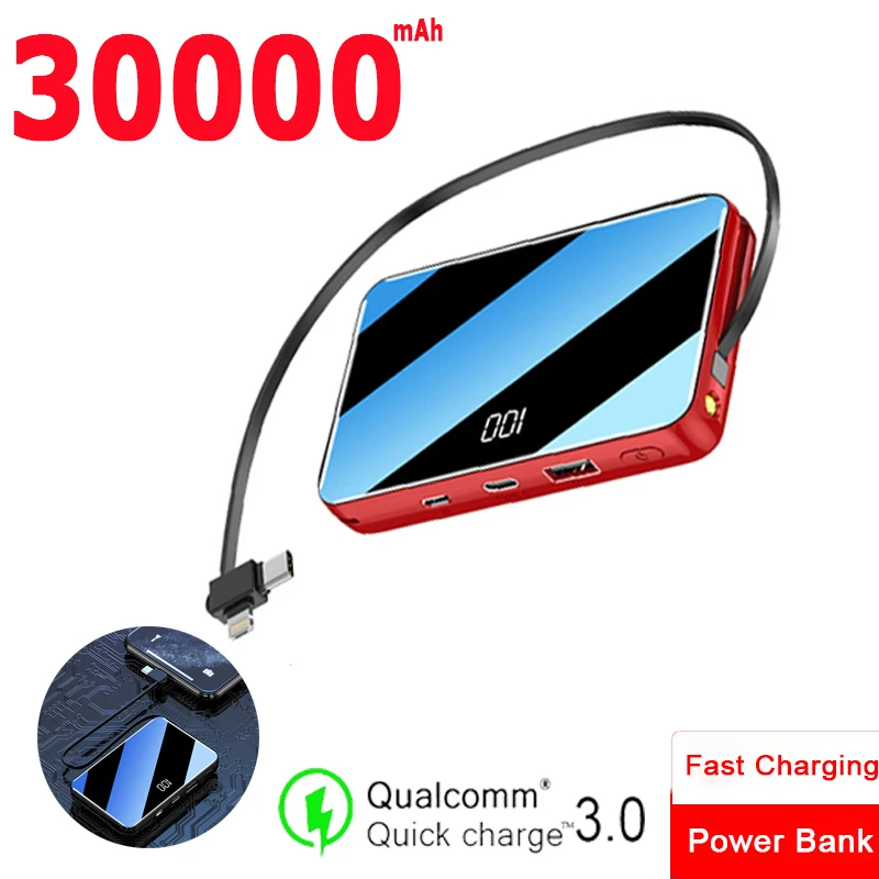 30000MAh мини банк силы большой емкости портативное зарядное устройство для