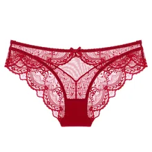 Sous vêtements Sexy en dentelle transparente, culotte européenne et américaine, Transparent, respirant, taille basse, noir, une pièce  (1)