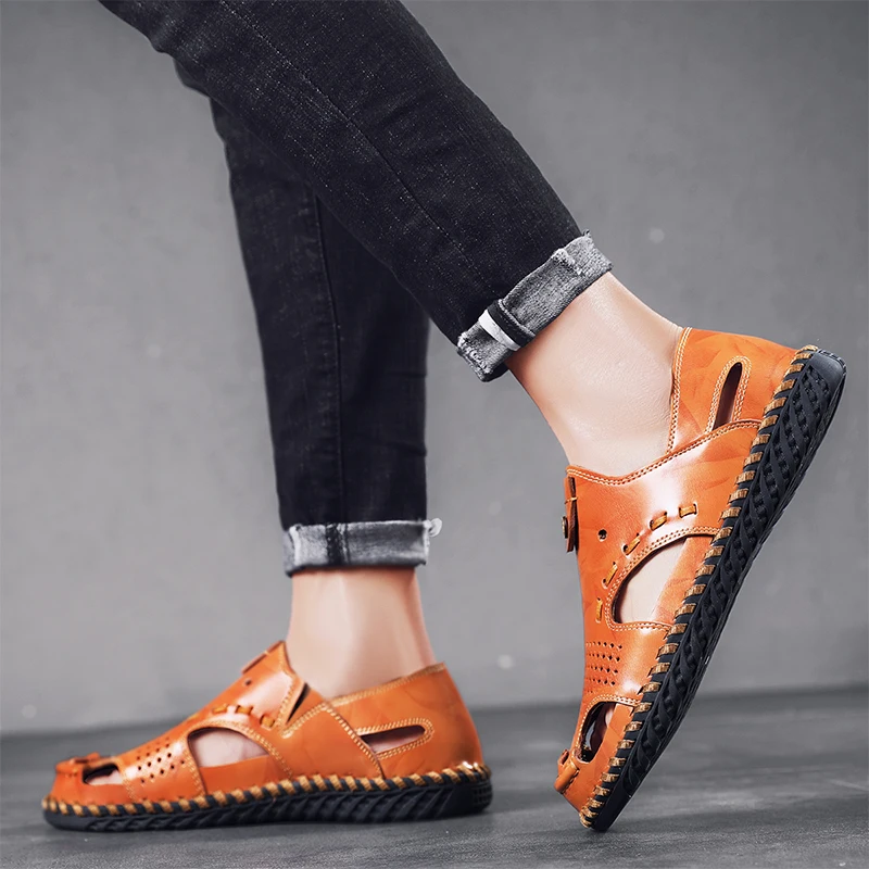 

Men Sandals Outdoor Mens Leather Sandles Sandal Men Shoes Footwear Sandals Slip On Sandalias De Hombre Luxury Gladiator Summer