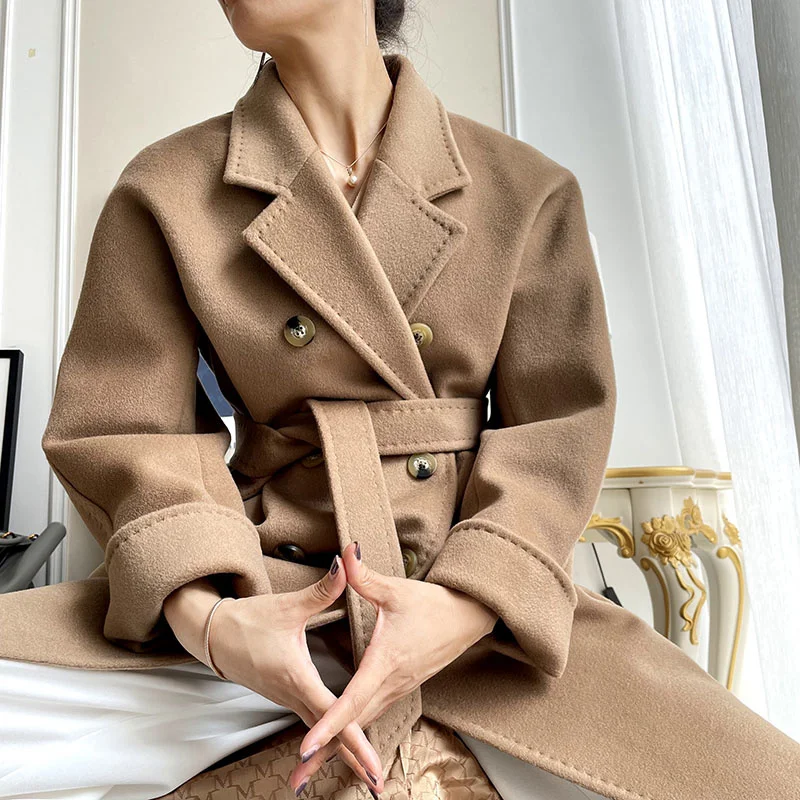 

Off season double-sided cashmere coat women's medium and long high-end wool coat autumn and winter 2021 new wool