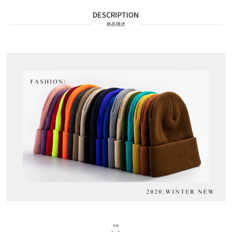 

Новые корейские шерстяные акриловые вязаные шапки 20 цветов, женские и мужские шапки, осенне-зимние эластичные шапочки, облегающие шапки, оп...