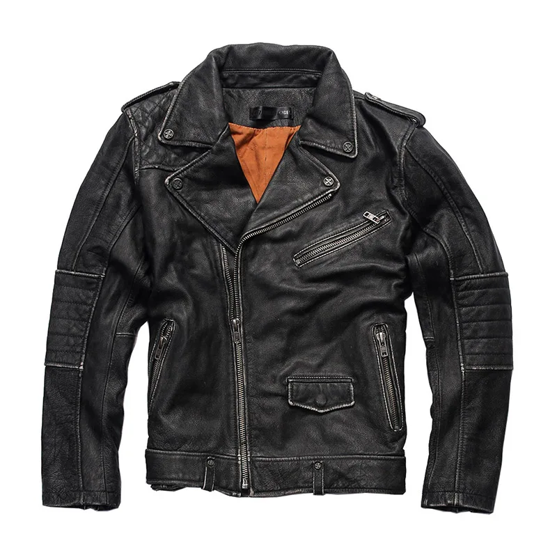

HA-2020 Super Offer ! Read Description! Asian Size Genuine Cow Skin Coat Mens Cowhide Casual Vintage Leather Jacket