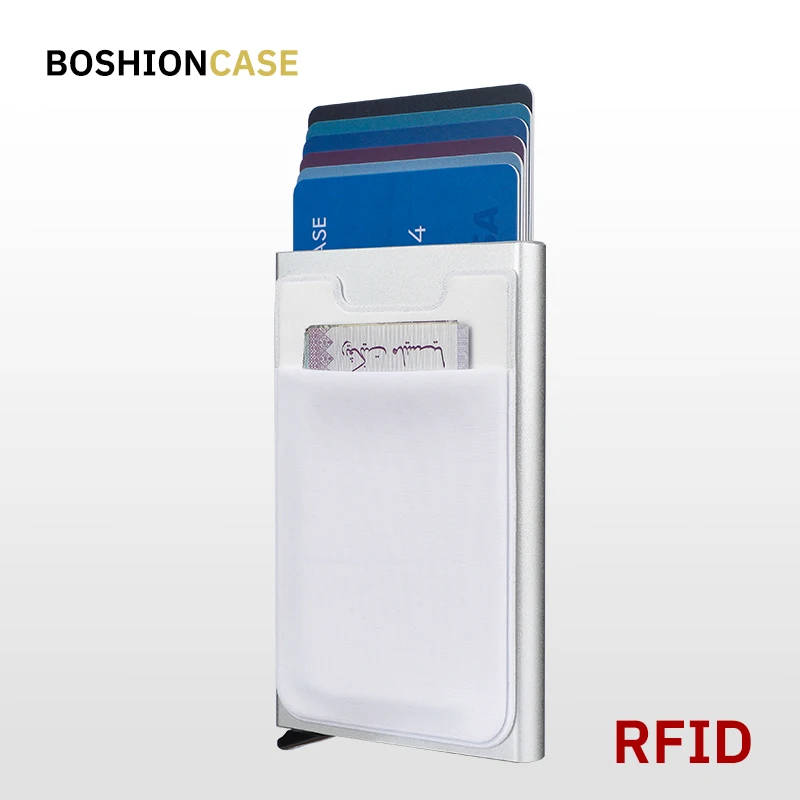 

BOSHIONCASE Rfid Smart Wallet Slim Money Bag Mini Purse Male Women Travel Bank Case Aluminium Card Holder Pocket Tarjetero