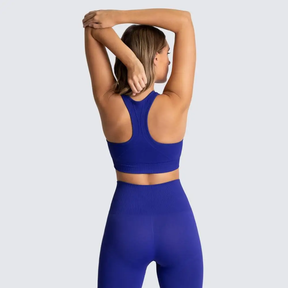 women gym clothing solid workout set 2pcs seamless Yoga set knitted sports fitness top gym leggings high waist women sportwear