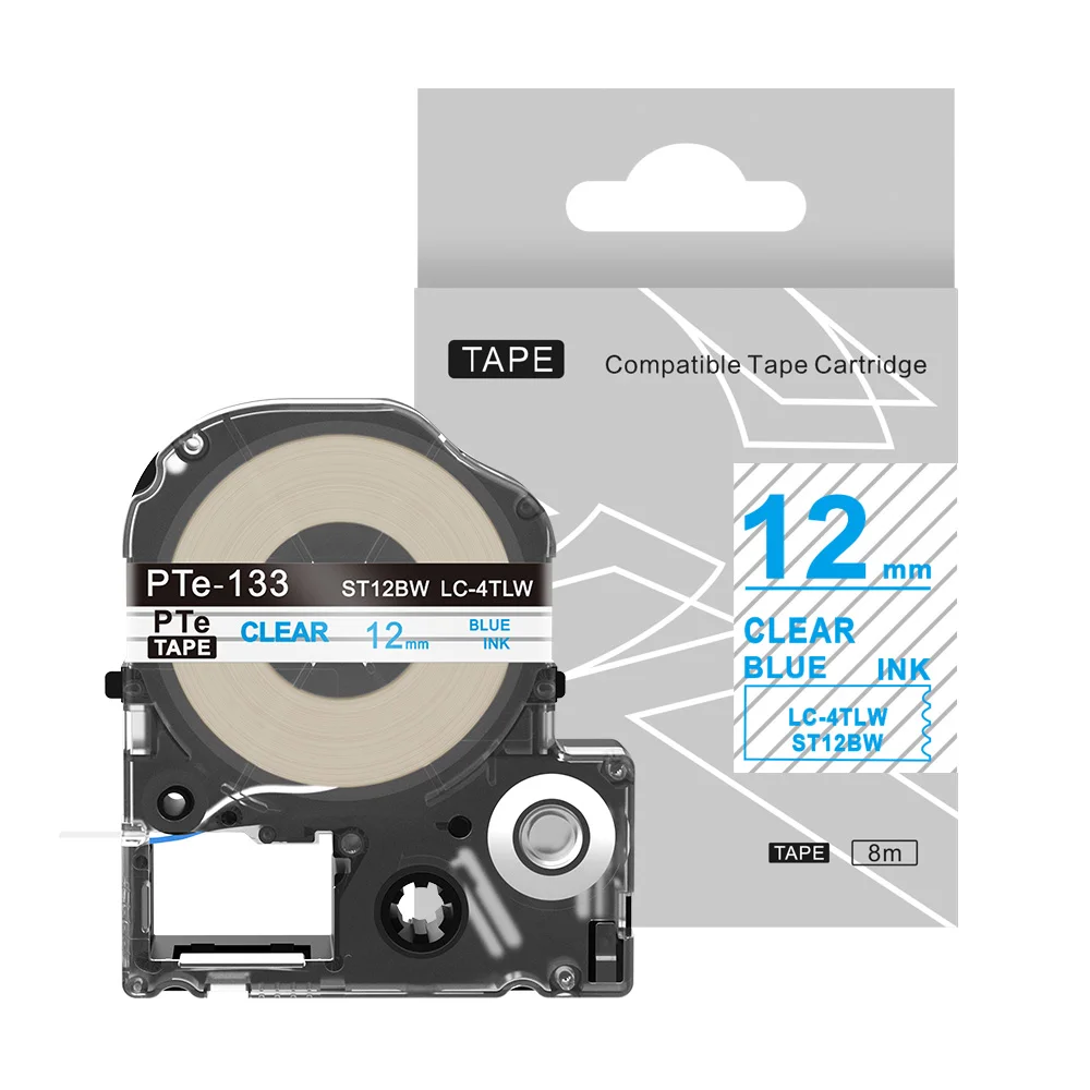 Blue On Clear 1 шт. SS12KW 12 мм черный на белом Labelworks Tepra лента для маркировки kingjim LC лента для Tepra Pro SR150 lw 400 lw 700 - Цвет: Blue On Clear