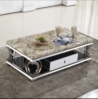 fashionable stainless steel marble coffee table simple modern small family living room rectangular coffee table