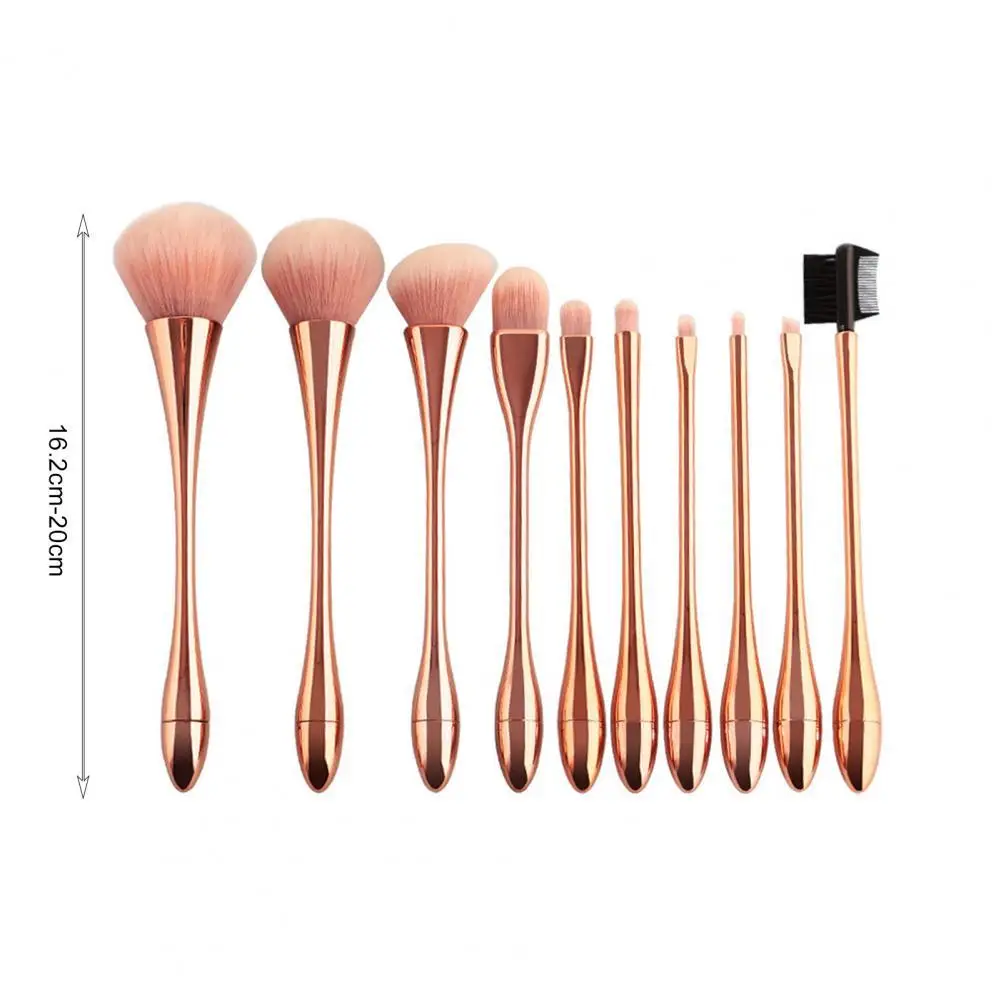 

10Pcs/Set Makeup Brush Glossy Handle Smooth Brush Head Artificial Fiber Cosmetic Face Brush Set for Women