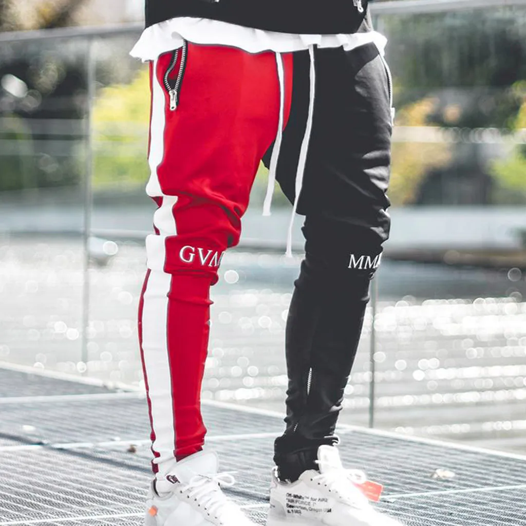 2019 мужские джоггеры спортивные брюки в стиле пэчворк фитнес бодибилдинг