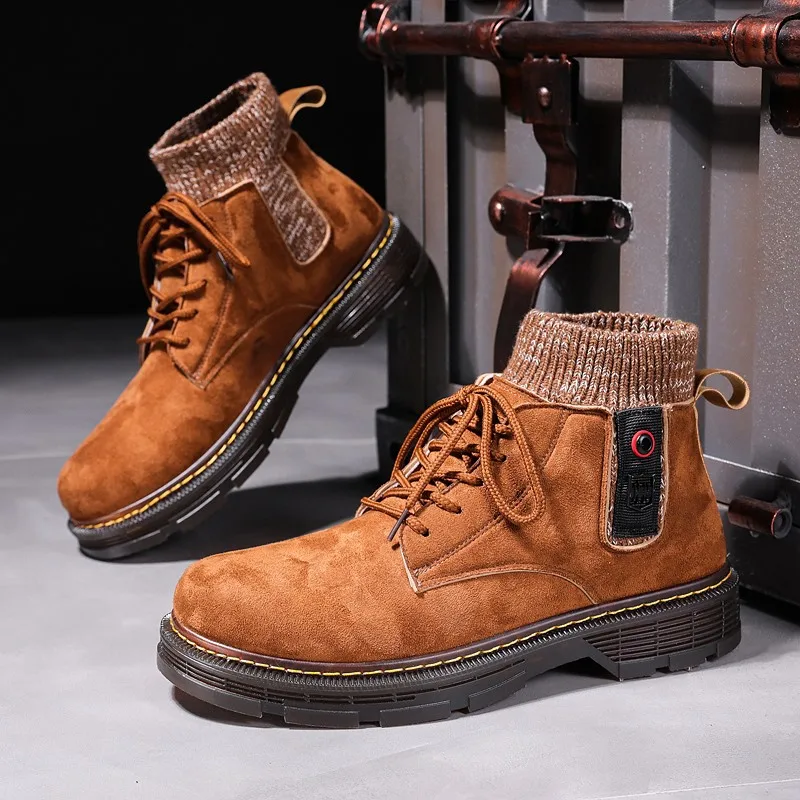 

Men's Casual Winter Retro Ankle Boots Fashionable and Comfortable Lace Up Men Boots New British All-match High-top Tooling Boots