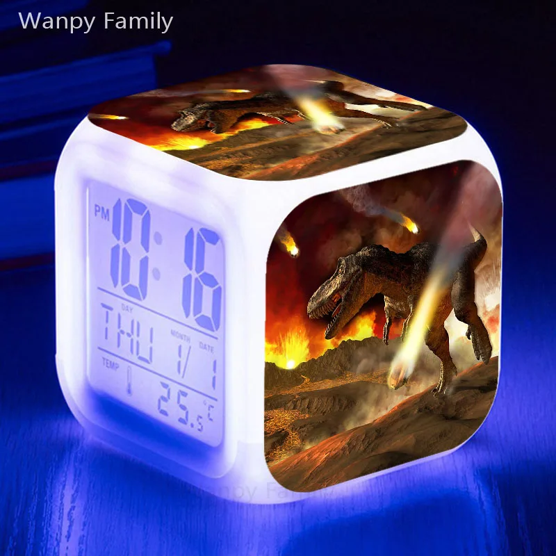 Новинка 2021 будильник с динозавром светодиодный Будильник изменением цвета