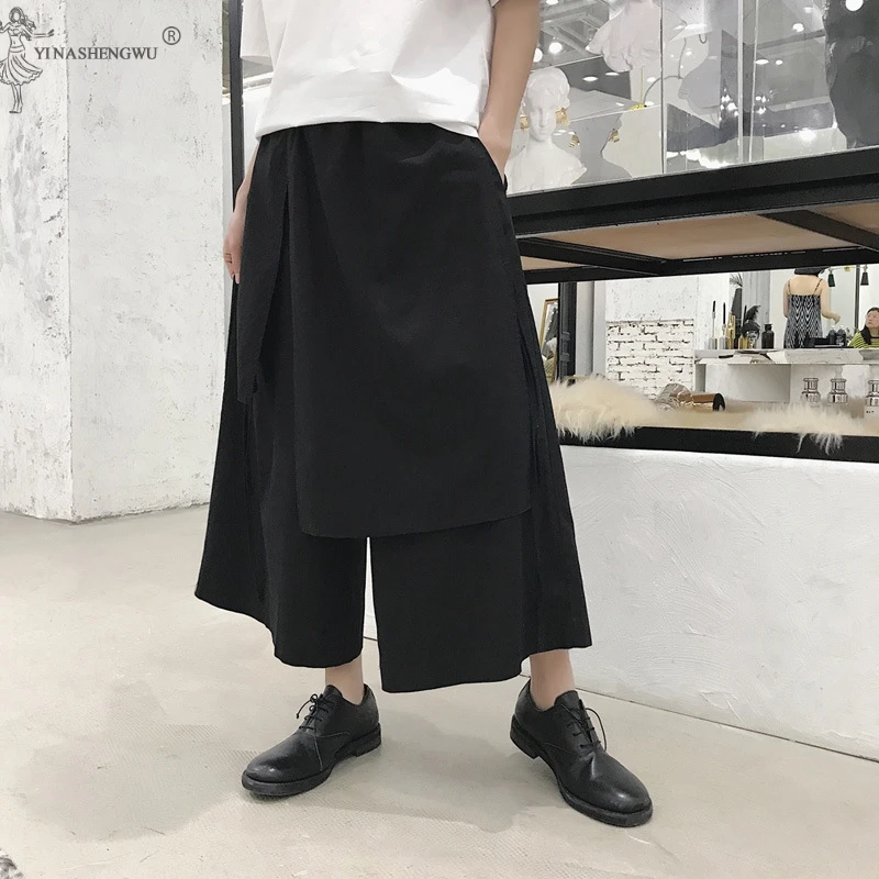 Мужские японские шаровары винтажные свободные джоггеры брюки Haori Cross-Pants широкие