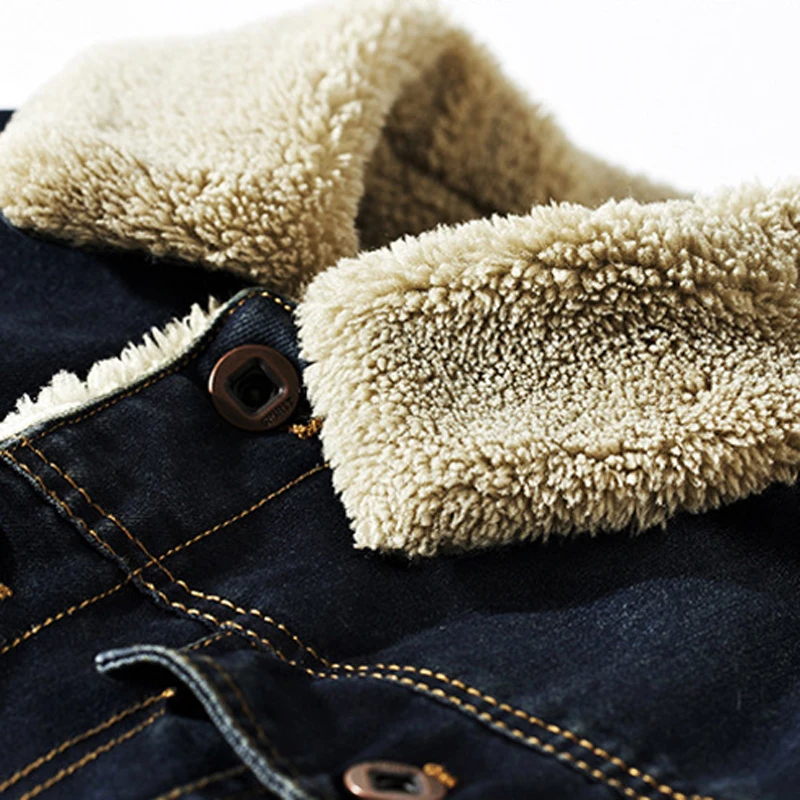 Мужская джинсовая куртка в стиле милитари теплая бархатная из денима