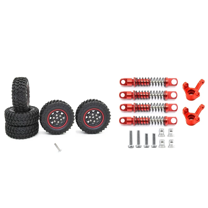 

5Pcs Rubber Spare Tires Tyre Wheel Upgrade Accessories With Metal Shock Absorber With Steering Cup Accessories