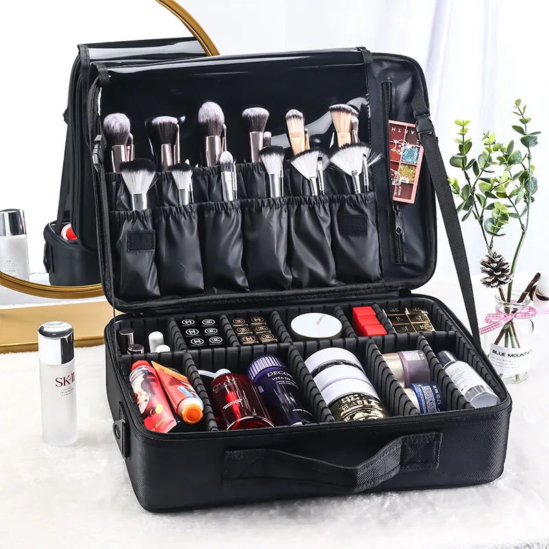 

Large Capacity Cosmetic Bag Tattoo Nail Makeup Portable Partition Toolbox Make-up Bag