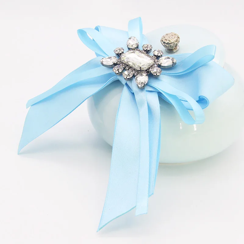 Новые корейские Хрустальные ленты корсаж винтажная ткань броши бант Для женщин