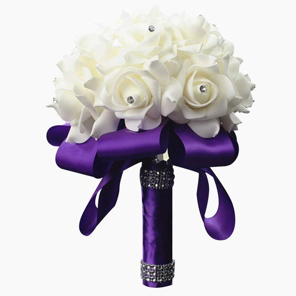 2019 элегантные фиолетовые Свадебные букеты ручной работы с цветами для подружки