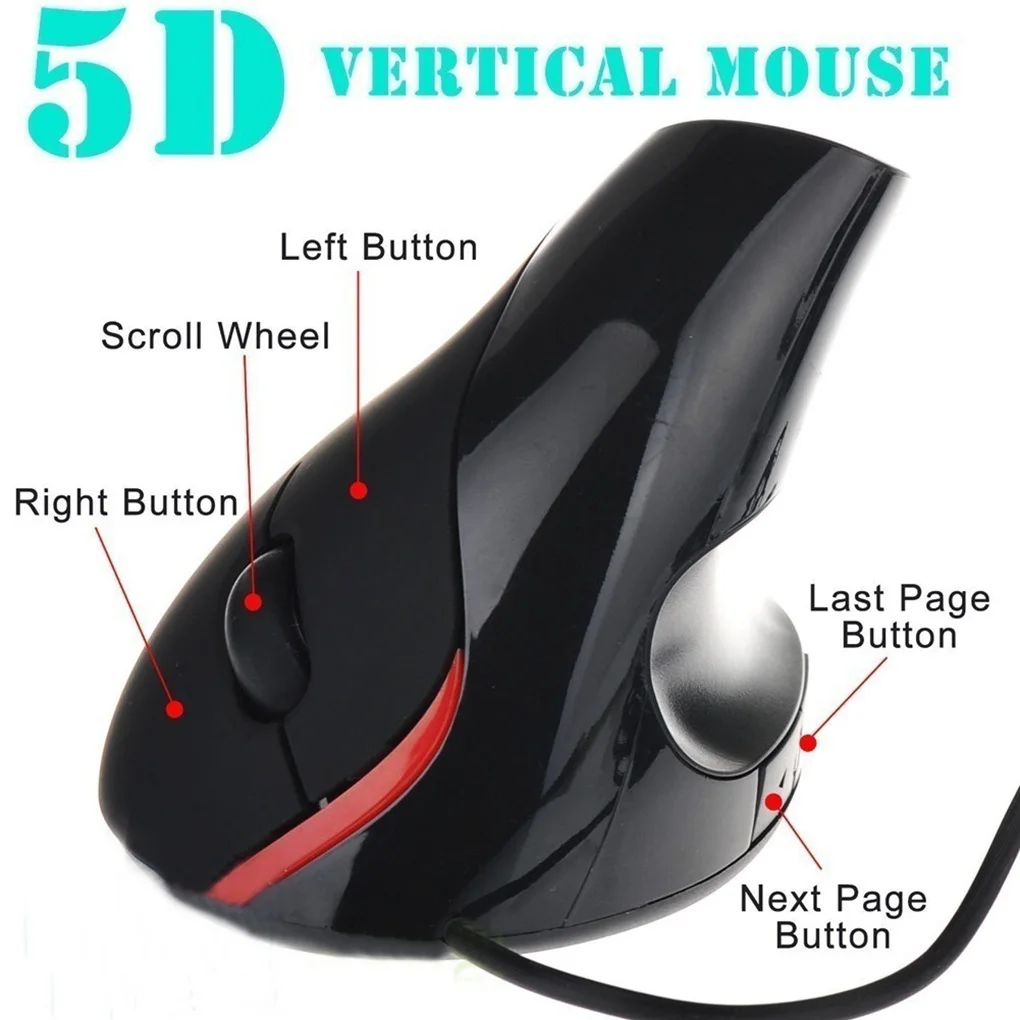 

Portable Wired Computer Mouse 2.4GHz Vertical Gaming Mouse 1200 DPI Ergonomic Computer Mice For PC Laptop Office Work