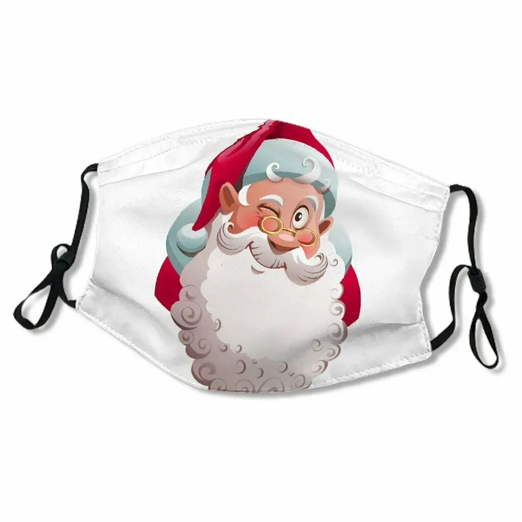 

Cute Winking Santa Claus Printed Fabric Face Mask