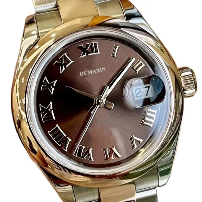 

31mm Ladies Luxury Brand Watch Automatic Mechanical Sapphire Glass Brown Dial 316 Stainless Steel Calendar Ladies Watch