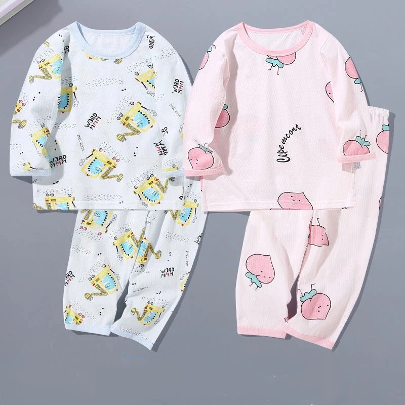 

Sleepwear For Kids Pure Cotton Children Autumn Clothes Set Boy Long Sleeve Homewear Summer Pajama Girl Thin Tollder Nighty