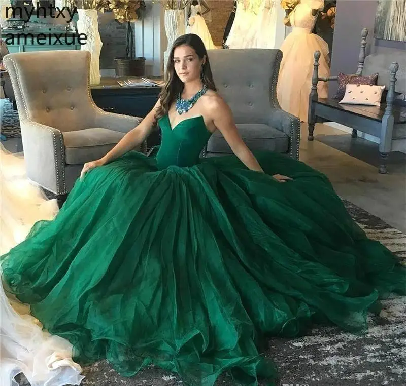 Пышные темно-зеленые Сексуальные вечерние платья 2021 без рукавов с открытой