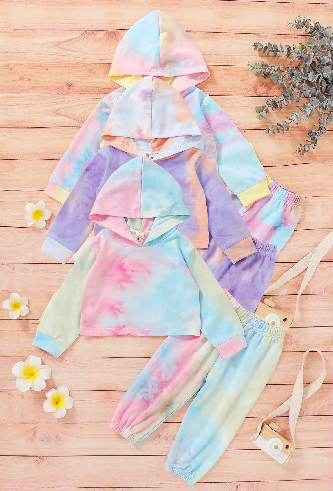 

Children Long Sleeves Long Pants Suit Boys Girls Tie-dye Printed Clothes Set Autumn Round Collar Tops Trousers Baby Outfits 1-6T