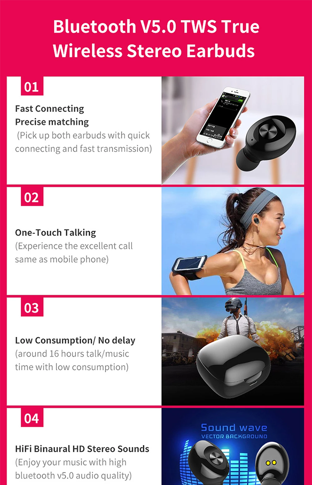 FBYEG Bluetooth 5,0 беспроводные стерео наушники HIFI Звук Спортивная гарнитура громкой связи игровые Вкладные наушники с микрофоном для телефона