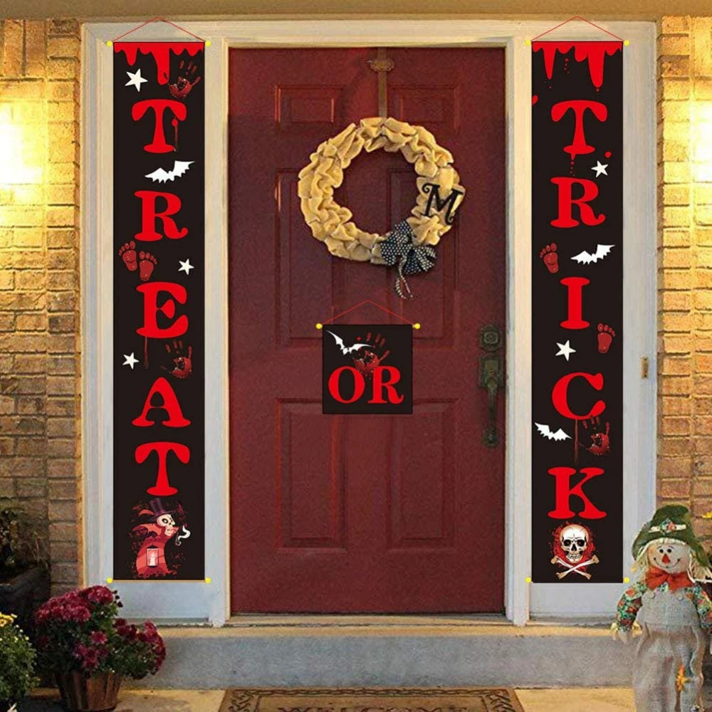 

3pcs New Year Halloween Decorations Welcome Bright Red Xmas Porch Sign Hanging For Holiday Porch Wall Christmas Decoration