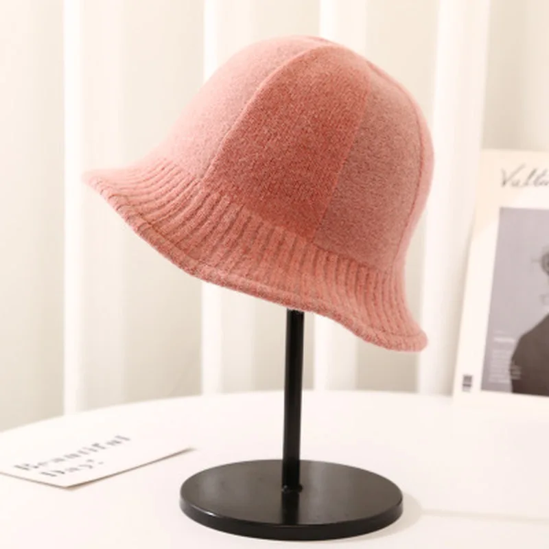 bucket hats women winter hats 100% wool dome round top winter autumn warm solid outdoor fishing men bucket wool winter women hat