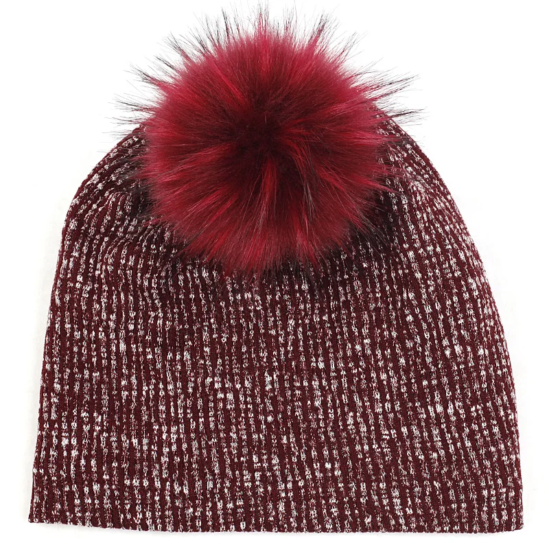 Зимняя шапка унисекс с помпоном из искусственного меха 15 см мужская и женская