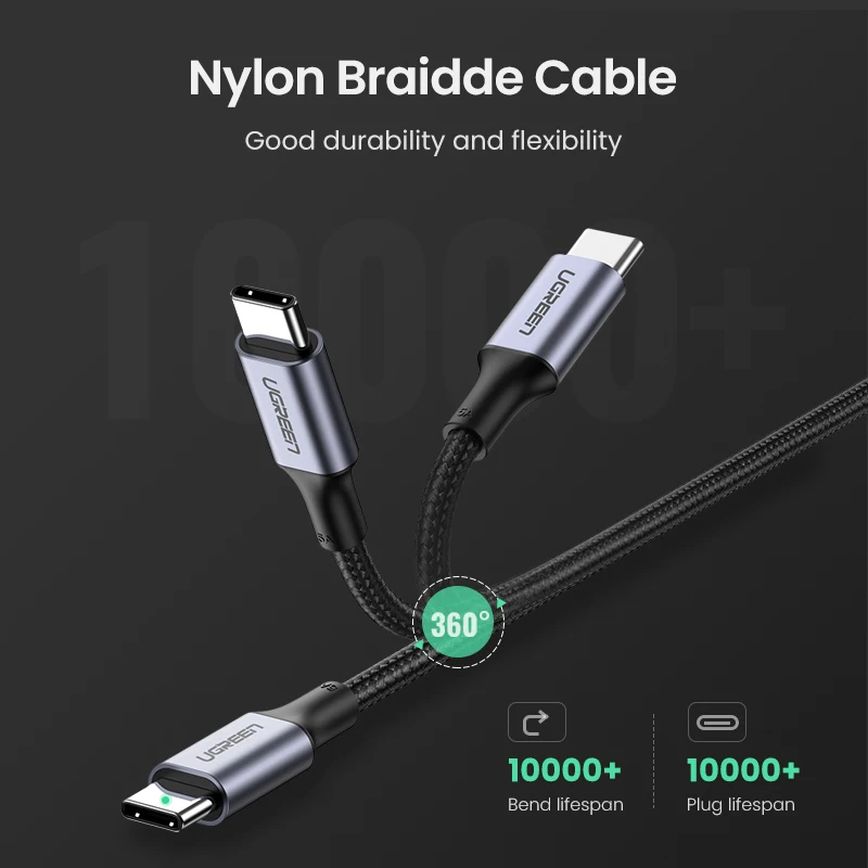 Ugreen usb type C-USB C кабель для samsung Galaxy S9 PD 60 Вт быстрое зарядное устройство кабель для Macbook поддержка Quick Charge4.0 USB шнур